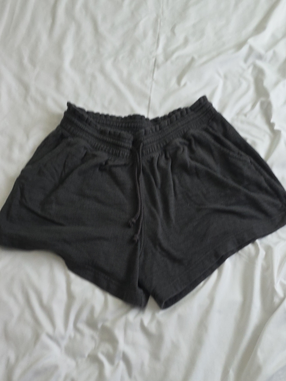 aerie Black Ribbed Drawstring Athletic Shorts